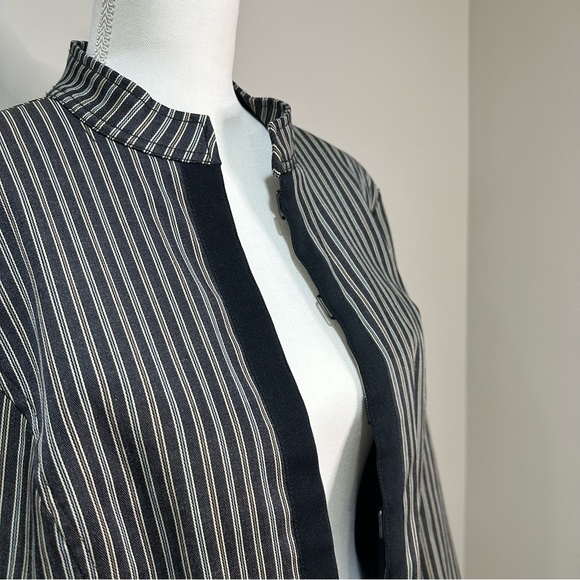 Issac Mizrahi Black Striped Lined Motor Jacket / Blazer - Picture 9 of 11